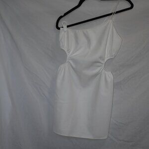 Zara White One Shoulder Dress with Cutout sides S